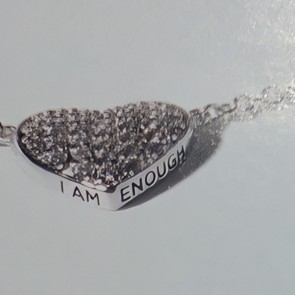 Origami Owl Silver "I am Enough" Heart Necklace